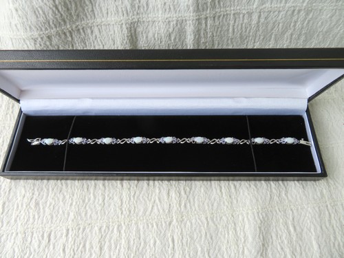 9ct white gold opal - white, gold,