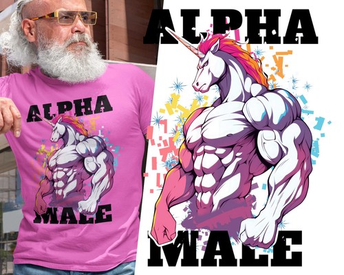 Funny alpha male unicorn - male,