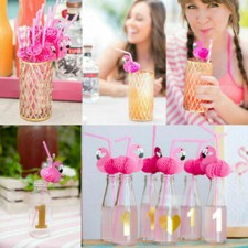 10-100PCS Pink Straws Fun Cocktail Beach Umbrella Drinking Straw Party UK