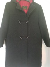 DISTINCTIVE OF ENGLAND UNISEX CHILDRENS GREY HOODED WOOL MIX DUFFEL COAT VGC 