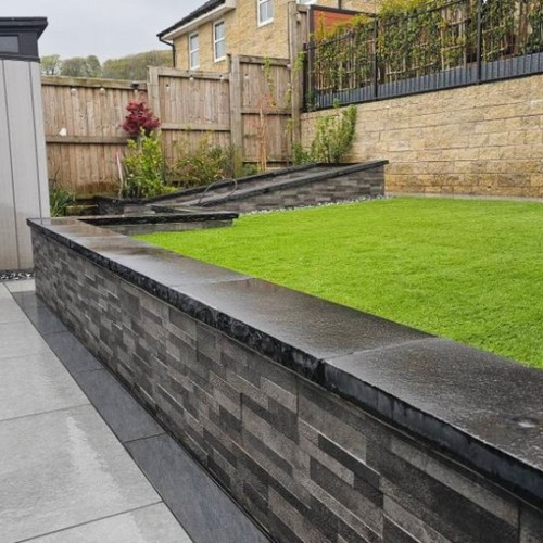 Black limestone coping - black, stone