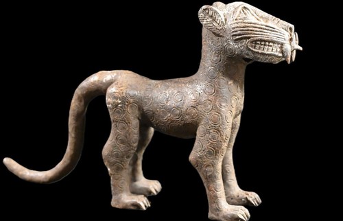 Vintage benin bronze leopard - vintage,