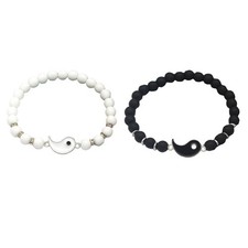 2Pcs Natural Stone Tai Chi Beaded Wristbands for Special Friends