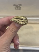 Vintage Signed DIOR Gold Tone Leaf Feather Brooch Pin Jewelry Accessory