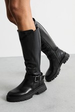Faith Black Knee High Boots Womens Casual Boots
