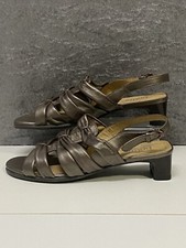 Ladies Hotter Sandals Leather Penelope Size 6 Std Pewter Colour