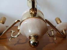 Gibson Lighting Flemish Style three arm light fitting brass plated marble cups