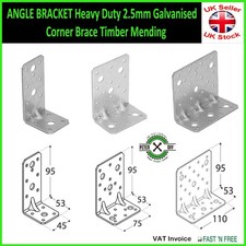 ANGLE BRACKET Heavy Duty 2.5mm Galvanised Corner Brace Timber Mending