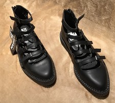 NWT T.U.K. Shoes Black Multi-Strap Pointed Mary Jane Creepers Women 10 Goth Punk