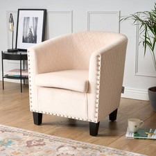 Tub Arm Chair Cream Velvet