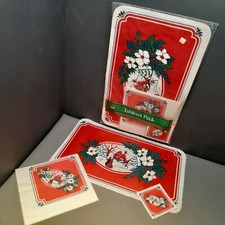 Vintage Christmas Tableset Pack Paper Place Mats Serviettes Coasters 1970s 1980s