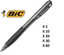 Bic Bu3 Comfort Grip Black Ink Biro Pens Retractable Medium Ballpoint 2-60 pens