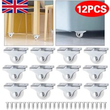 12 Pcs Fixed Castor Wheels for Furniture Cabinet Small Casters Non-Swivel 25MM