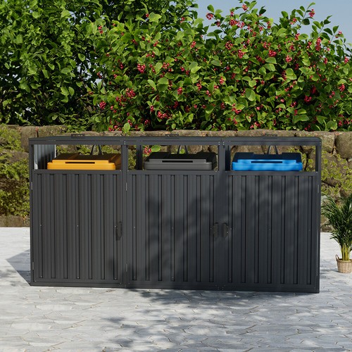 Black triple dustbin sheds - dustbin,