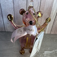 Harrods  'My 1st Christmas' Glass Teddy - Baby Pink