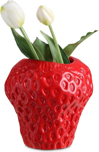 Cute strawberry flower - flower, vase
