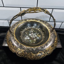 Beautiful Antique Victorian Paper Mache Card Tray AF