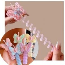 2Pcs Telephone Wire Hair Bands Colorful for Girls Spiral Hair Ties Phone Cord
