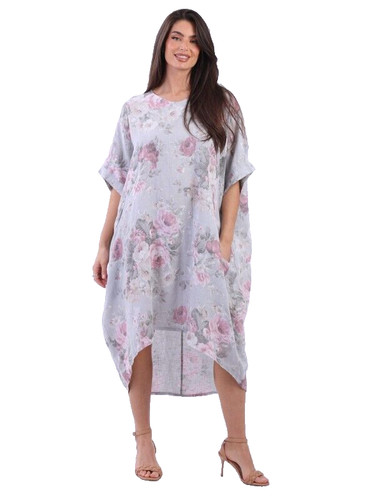 Italian linen lagenlook floral - linen,