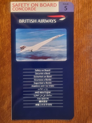 Concorde safety board card - concorde:, on