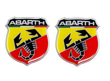2 PCS Abarth Adhesive Metal Badge 3D Logo Emblem Sticker Fiat Punto 500
