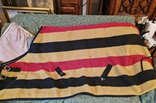100% WOOL LUXURY NEWMARKET HORSE/PONY EXERCISE RUG YELLOW GOLD STRIPE 5ft 6"
