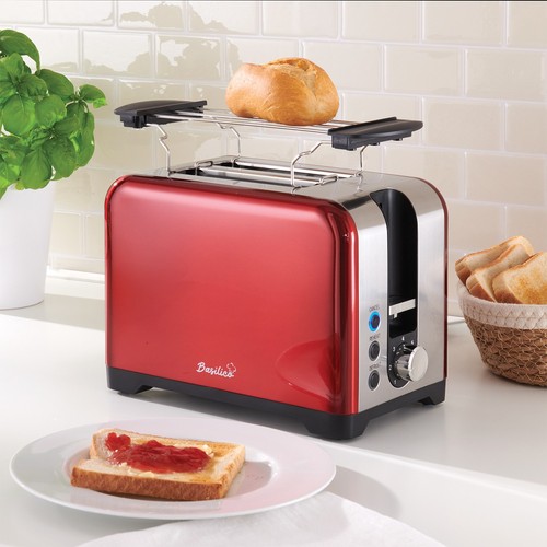 Red stainless steel toaster - stainless, 2