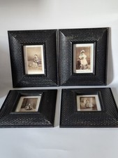 4, WOODEN WEAVE EFFECT FRAMED