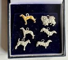 Six rare vintage silver dog