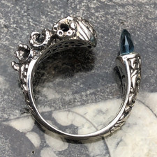Vintage 20th century octopus ring 925 silver & stone size=N 5g