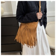 Solid Color Fringed Leather