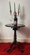 Thomas Chippendale Style Reproduction Mahogany Wine Table With Bird Cage Base