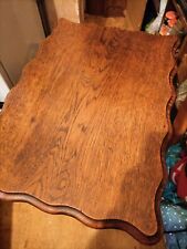 Solid Oak Occasional Table Barley Twist Legs Scalloped Top