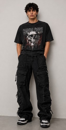 Zara black denim cargo pants - zara,
