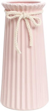 Pink Ceramic Ribbed Vases for