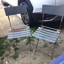 1 X Pair(2) Bistro Style Metal folding Garden/pation Chairs-grey