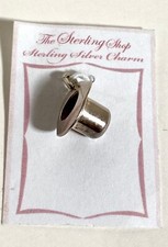 NOC NWT Vintage 3D Sterling Silver Top Hat Pendant Charm