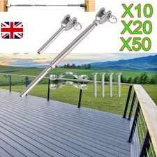 Stainless Steel Wire Rope Decking Balustrade Jaw Swage Fork Turnbuckle 10-50 Set