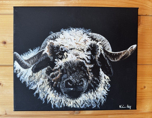 Sheep ram portrait painting - sheep/ram,
