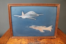 Etched Metal Picture of Harrier Jump Jet & Hawk T1 Engraved Unusual Artwork