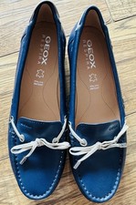 New ladies Geox Respira Size 6 Navy Leather Loafers Moccasin Slip On Shoes 