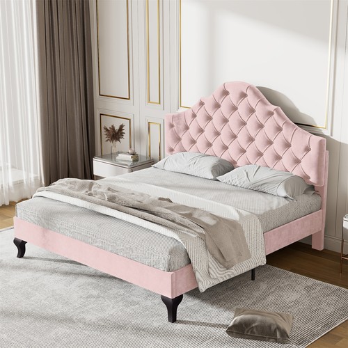 Merax velvet upholstered bed - velvet,