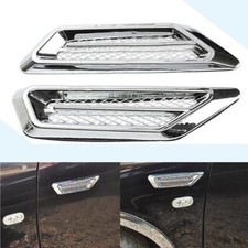 2x Chrome Car Air Flow Fender Side Vent Decor Sticker Trims Plastics Accessories