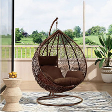 Rattan Egg Chair Swing Outdoor Garden Patio Hanging Wicker Hammock Pod Chair UK