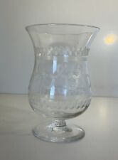 Antique vintage etched glass vase candle/flowers Campagna Thistle shape 11x16cm