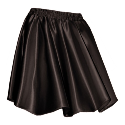 Black satin mini skirt - black,