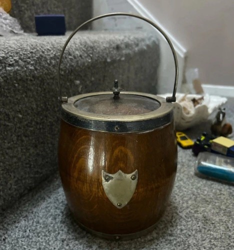 Antique biscuit barrel oak - antique,