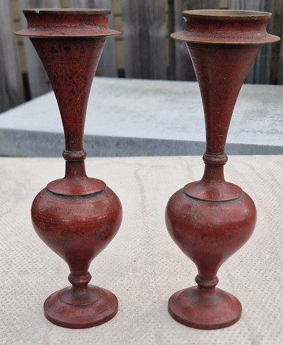 Vtg indian brass - pr, &