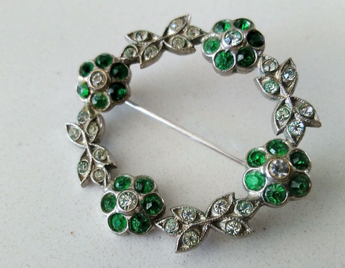 Antique brooch emerald - antique, &