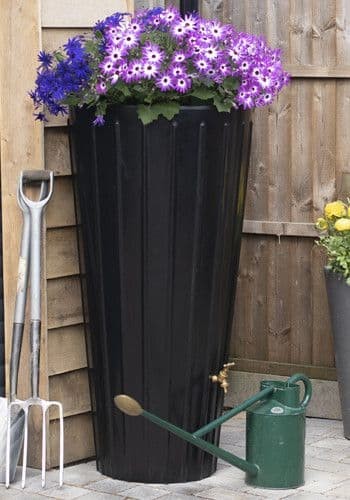 Black cosmo water butt planter - black,